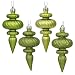 8ct Green Kiwi 4-Finish Regal Shatterproof Finial Christmas Ornaments 4"
