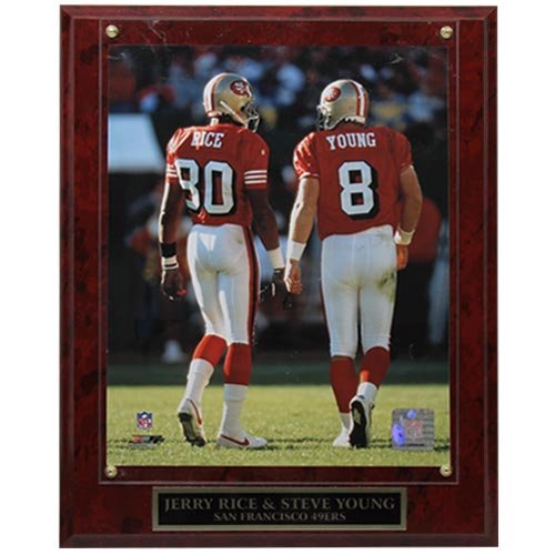 San Francisco 49ers #8 Steve Young and #80 Jerry Rice 10.5'' x 13'' Player Plaque