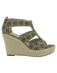 Shoes: MICHAEL MICHAEL KORS Womens Damita Wedge (Mocha Mk Logo 8.5 M)