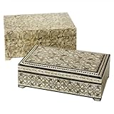 Two's Company Tozai Leaf Design Bone Inlay Jewelry Box, Set of 2