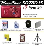 51tB5OnGkhL. SL160  Canon Powershot SD780IS 12.1 Megapixels Digital Camera Red With Ultimate Powershot Accessory Package Includes 8GB Memory, Hard Shell Case, Gripster Mini tripod, Extra NB4L Battery + More