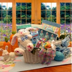 Bunny Fun *BLUE * Easter Gift Basket of Chocolate and Candy Treats