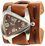 Nemesis Men's TBWXB011B Signature Stainless Steel Teardrop Brown Dial Leather Cuff Watch
