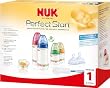 NUK 10225079 - First Choice Perfect Start Set mit je 2 Anti-Colic Weithalsflaschen 150 ml und 300 ml  2 Silikon Anti-Colic Flaschensauger Gr. 1 M, 1 Silikon Beruhigungssauger Gr. 1, 1 Flaschenb�rste