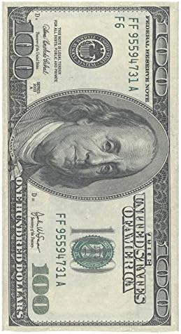 100 Dollar Bill Money Pattern Sale Custom Bath Towels Large Soft and Comfortable Travel Beach Bathroom Shower Washcloth Wrap for Men/Women 80% Polyester 20% Cotton, (30" x 56")