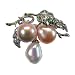 Vine Leaves Tri Color Baroque Cultured Pearl Fruit Sterling Silver Brooch