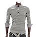 Doublju Mens Casual Button Henley Shirts GRAY Asian L (AT118)