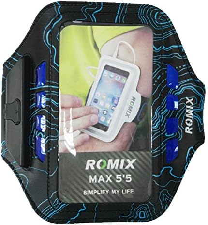 LED running sports arm band waterproof case with Water Resistant + Sweat Proof + Key/cash/card Holder for 5.5-inch iPhone6 plus/6S plus (Blue)