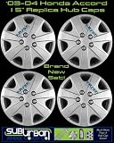 Honda Accord Replica Hubcaps 15 Silver Metallic