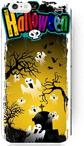 Designed Case Halloween Custom Happy Pumpkin Special Fashion Cute Smile Smiley New Hard Plastic Back Case Cover Housing for Iphone 6 4.7 Inch (#4 Yellow ghost bat grave moon)