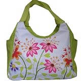 LARGE BEACH BAG Green With Multi Flowers (H)33cm x (W)51cm x (D)23cm **FREE UK DELIVERY**