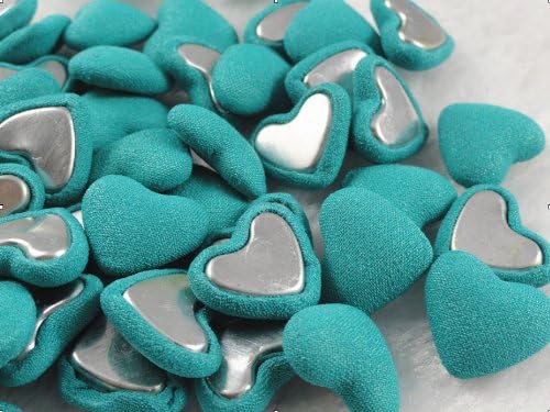 50pcs Charms Peach Heart Flatback Cloth Covered Buttons Scrap Bookings 17mm
