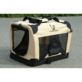 Soft Crate for Dogs by TOA Beige -Small (49.5x34.5x35cm)