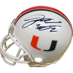 Autographed Jon Beason Mini Helmet - University of Miami Hurricanes - Autographed NFL Mini Helmets