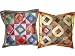 Decorative Cushion-2 Deep Pink Blue Cream Sari Zari Borders Toss Pillow Cushion Covers