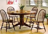 All new item 5 pc dark distressed oak finish wood pedestal dining table set