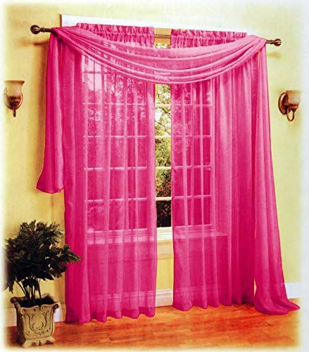 New Sexy Beautiful Sheer Voile Window Scarf Hot Pink