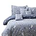 Brandream Sheets Set Queen Size Kids Gray Astronaut Bedding Sets Cotton Outer Space Boys Top Sheet Fitted Sheer Pillow Cases Set of 4