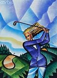 Wallmonkeys Peel and Stick Wall Decals - Woman Swinging Golf Club, Low Angle View - 48