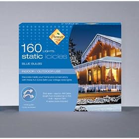 160 Bulb Icicle Lights Blue Static Outdoor / Indoor Use