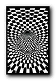 Hypnotized B&W Checkered Sphere Blacklight Poster Print - 24x36