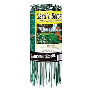 Origin Point 381420 20-Foot x 14-Inch Gardn Border Wire Picket Fence Green