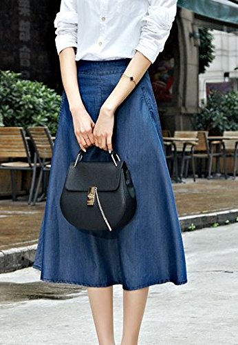 (ALLURE) ロング Aライン デニム フレアスカート ナチュラル 無地 シンプル ミモレ丈 ブルー ライトブルー AF0510