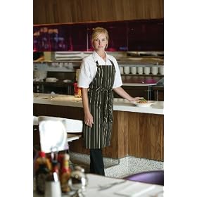Chef Works A500-BCM Striped Bib Apron, 34-Inch Length by 24-Inch Width, Brown and Cream by Chef Works