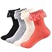 Fitu Women's Bamboo Fiber Lace Ruffle Frilly Socks 4-pack