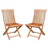 Outdoor Patio Wood Folding Chairs - Set of 2