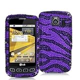 Purple n Black Zebra Bling Rhinestone Diamond Snap-On Hard Sking Case Cover ....