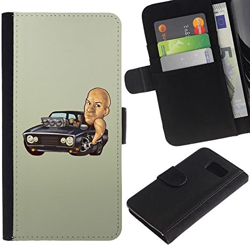 GIFT CHOICE / SmartPhone Cell Phone Leather Wallet Case Protective Cover for Samsung Galaxy S6 // Diesel Car Black Mustang Powerfult Hot //
