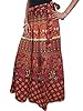 Boho Wrap Skirt- Maroon Green Printed Cotton Wrap Around Skirts Dress