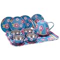 Schylling Flowers and Stripes Tin Tea Set