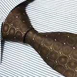 P5040designer Fashion Gift Necktie Brown White Ties Polka Dots Neck Tie for Men Woven Pure Silk...