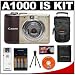 Canon PowerShot A1000 IS Compact Digital Camera (Brown) + Case + Batteries + Accessory Kit