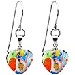 Handcrafted Multi Millefiori Heart Earrings