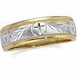 14K Two-Tone Gold Ladies' Circle and Cross Design Wedding Band