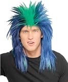 Blue and Green Sports Wig - Adult Std.