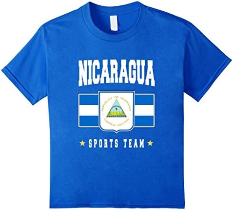 Kids NICARAGUA T-shirt Nicaraguan Flag Tee Shirt Soccer Futbol 6 Royal Blue