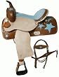Turquoise Ostrich Barrel Saddle & Tack With Stars