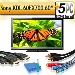 Sony KDL-60EX700 60-Inch LED HDTV & 5pc Hook Up Kit (2) 6FT Hdmi 1.3B Cables, 6FT Audio Interconnect Cable Screen Cleaner