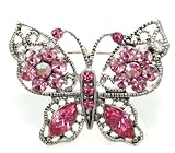 Beautiful Pink Crystal Covered 1" Butterfly Pin/Broach/Pendant Silver Tone ~ Comes Gift Boxed (BPk1)