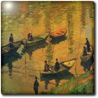 3dRose ct_203668_2 Print of Monet Painting Anglers on The Seine Ceramic Tile, 6"