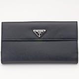 PRADA(プラダ)1M1133　SAFFIANO ORO　Wホック長札財布　カーフ型押し　ブラック PRADA