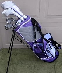 Left Handed Ladies Complete Professional Golf Clubs Set Womens LH Drivers, Hybrid, Irons, Putter Bag Beautiful Purple Left Handed