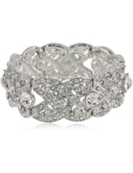 Roman Bride Clear Crystal Faceted Stretch Bracelet, 7"