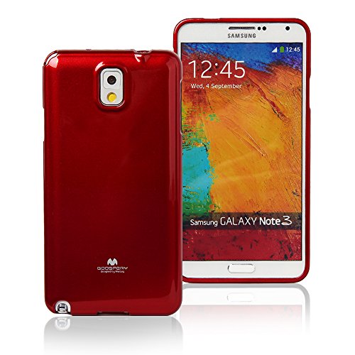 Galaxy NOTE 3 Case, [Ultra Slim Fit] GoosperyÂ® Color Pearl Jelly Case *Slight Pearl Glitter* [Anti-Yellowing + Anti-Discoloring Finish] Premium TPU Cover [Shock Absorption] - Red