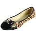 Alpine Swiss Daphne Womens Black Cheetah Print Gold Buckle Cap Toe Flats