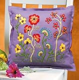 51tD14wSBAL. SL160  Janlynn Kool Felt Wild Flowers Pillow Crewel Embroidery Kit